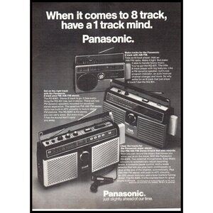 1978 Panasonic RS-836S Portable 8 Track Stereo Vintage Print Ad 70s Wall Art